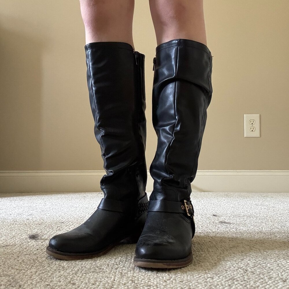 Black XOXO calf-high boots